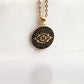 Gold over Bronze Protective Evil Eye Medallion Gemstone Pendant Necklace