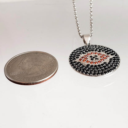 Sterling Silver Protective Evil Eye Medallion Gemstone Pendant Necklace - TurkishBling