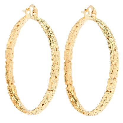 Byzantine Link Hoop Earrings with Timeless Texture - TurkishBling