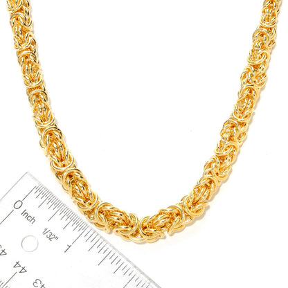 Limited quantity! Graduated Byzantine Necklace 18K Gold Plated Over Bronze Hand Made Byzantine Link Necklace with Gemstone Black Onyx Clasp