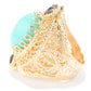 Turkish Filigree Genuine Amazonite and Amethyst Gemstone Ring