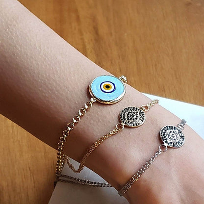 Gold over Sterling Silver Evil Eye Bracelet - TurkishBling