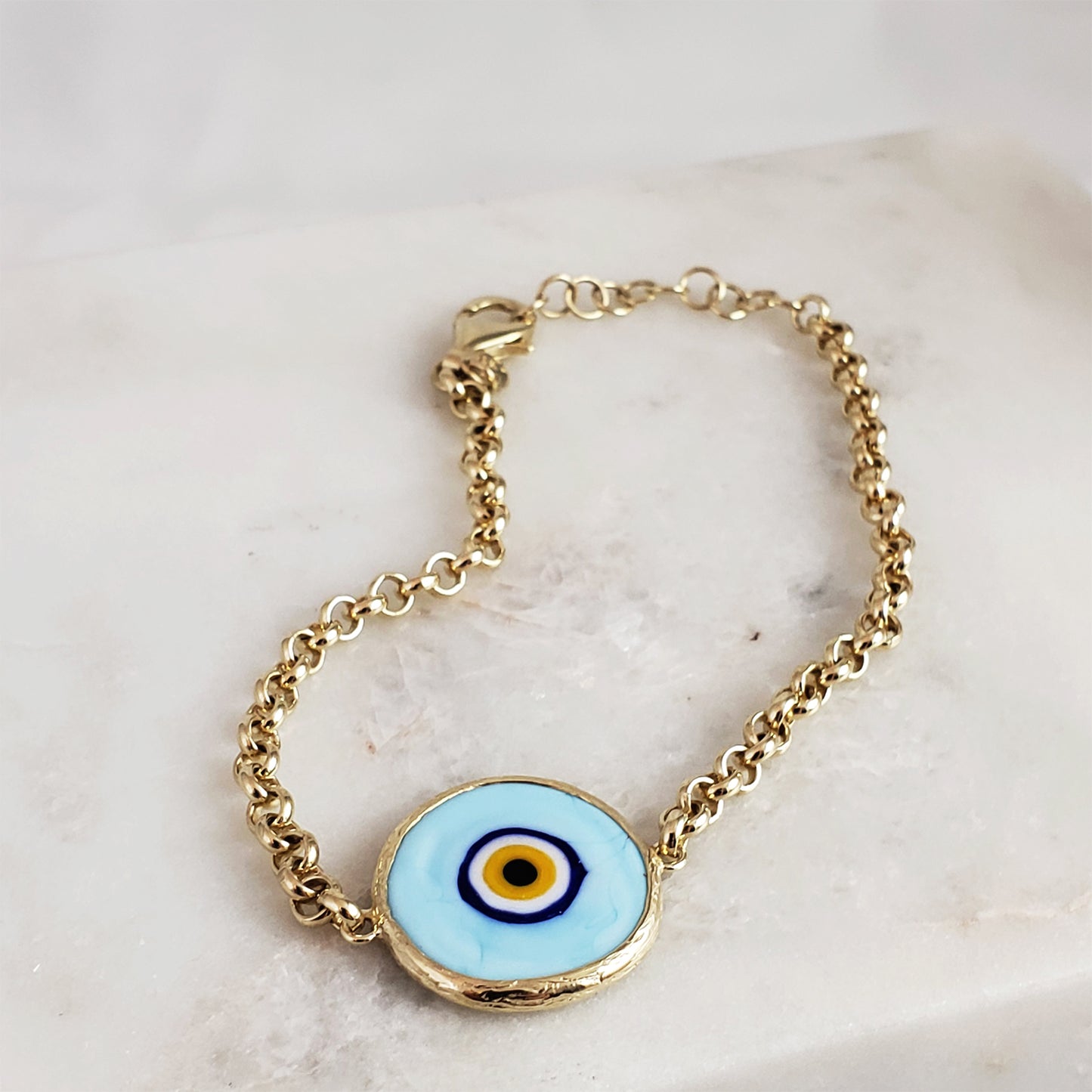 Gold over Sterling Silver Evil Eye Bracelet