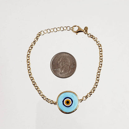 Gold over Sterling Silver Evil Eye Bracelet - TurkishBling