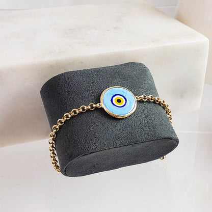 Gold over Sterling Silver Evil Eye Bracelet - TurkishBling