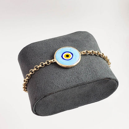 Gold over Sterling Silver Evil Eye Bracelet - TurkishBling