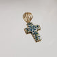 Gold over Sterling Silver Hand Painted Ceramic Cross Enhancer Bail Pendant
