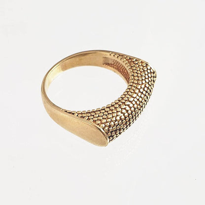 18K Gold Plated Polished & Textured Ring - TurkishBling