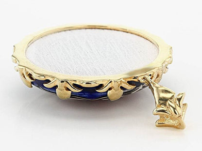 Floral Ceramic Pendant – Hand-Painted Design in 18k Gold over Bronze - TurkishBling