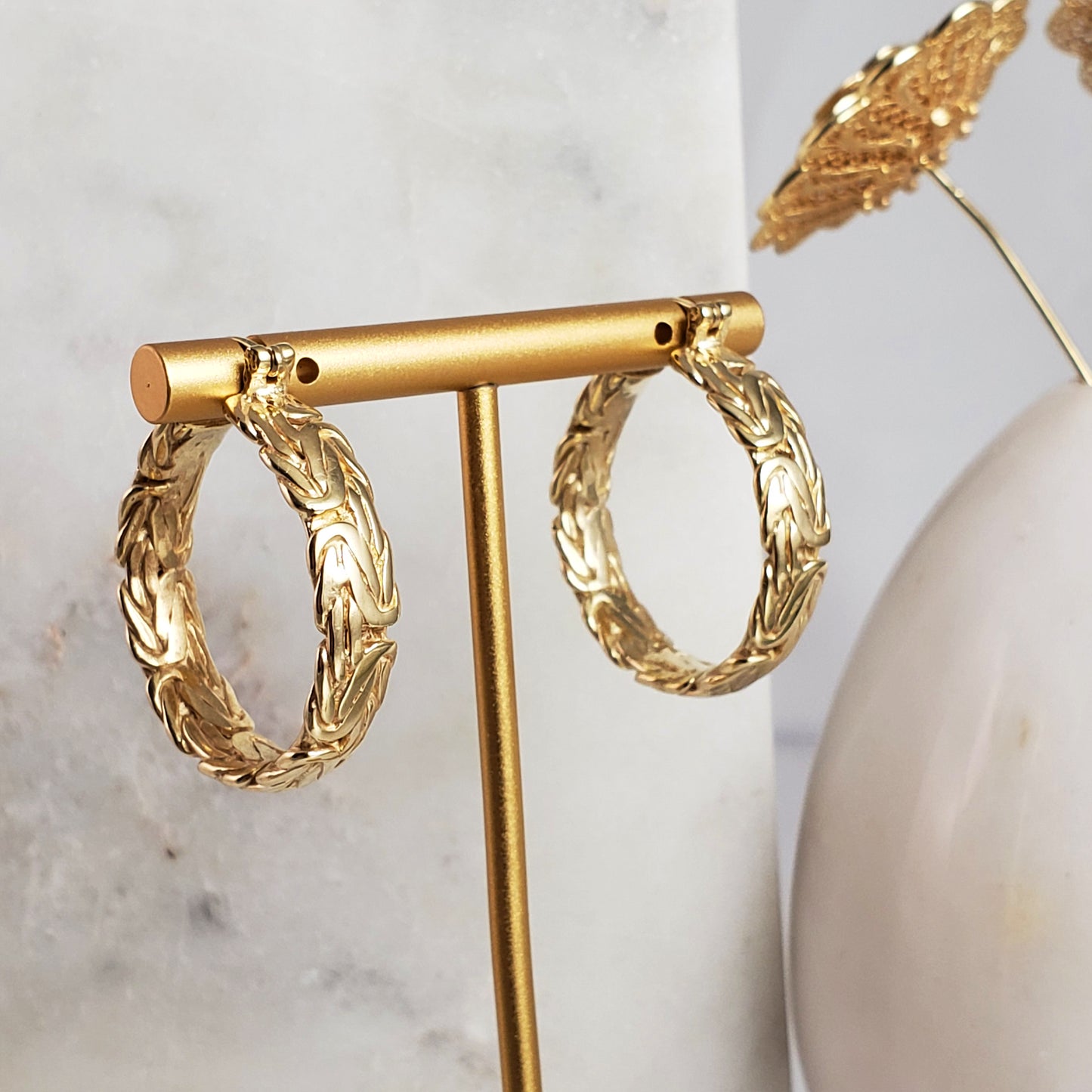 Iconic Byzantine Link Hoop Earrings