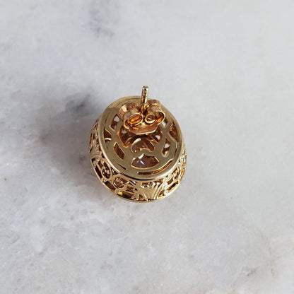 18K Gold Plated Gemstone Oval Stud Earrings - TurkishBling