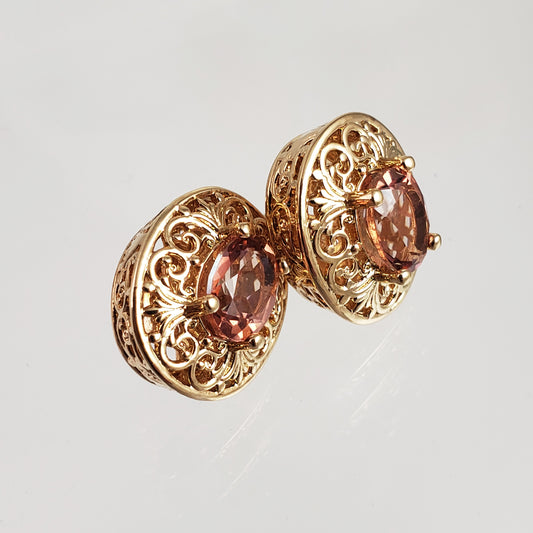 18K Gold Plated Gemstone Oval Stud Earrings