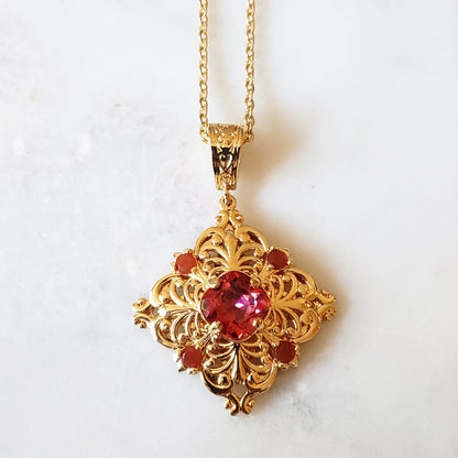 Fine Gemstone Colored Genuine Quart Necklace w/ 18in chain + 2 in extension - TurkishBling