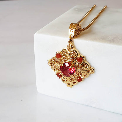 Fine Gemstone Colored Genuine Quart Necklace w/ 18in chain + 2 in extension - TurkishBling