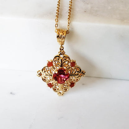 Fine Gemstone Colored Genuine Quart Necklace w/ 18in chain + 2 in extension - TurkishBling