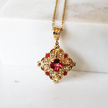 Fine Gemstone Colored Genuine Quart Necklace w/ 18in chain + 2 in extension - TurkishBling