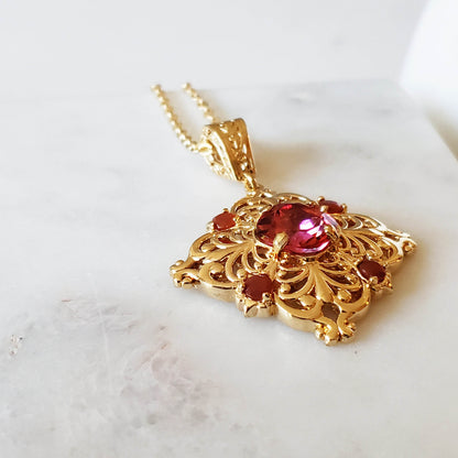 Fine Gemstone Colored Genuine Quart Necklace w/ 18in chain + 2 in extension - TurkishBling