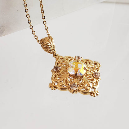 Fine Gemstone Colored Genuine Quart Necklace w/ 18in chain + 2 in extension - TurkishBling
