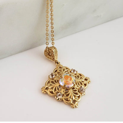 Fine Gemstone Colored Genuine Quart Necklace w/ 18in chain + 2 in extension - TurkishBling