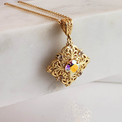 Fine Gemstone Colored Genuine Quart Necklace w/ 18in chain + 2 in extension - TurkishBling