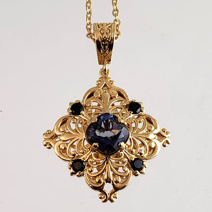 Fine Gemstone Colored Genuine Quart Necklace w/ 18in chain + 2 in extension - TurkishBling
