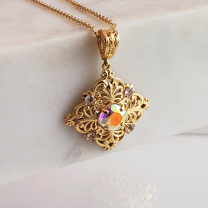 Fine Gemstone Colored Genuine Quart Necklace w/ 18in chain + 2 in extension - TurkishBling